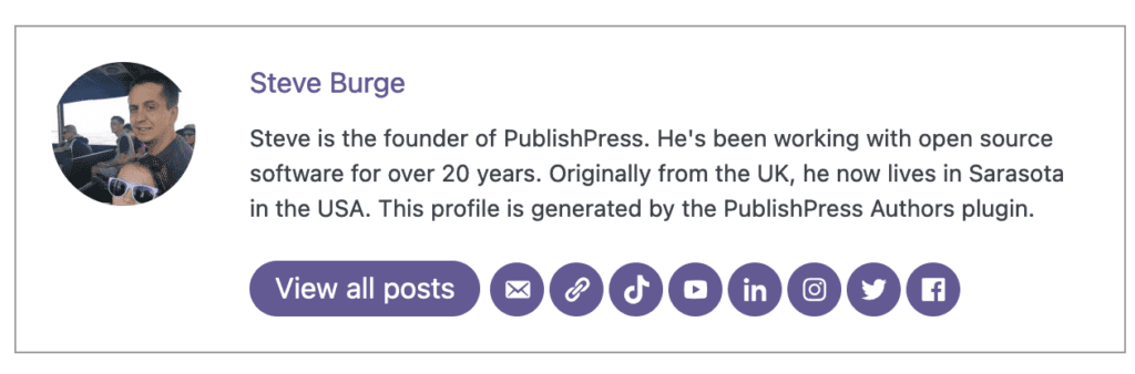 All icons in PublishPress Authors Box