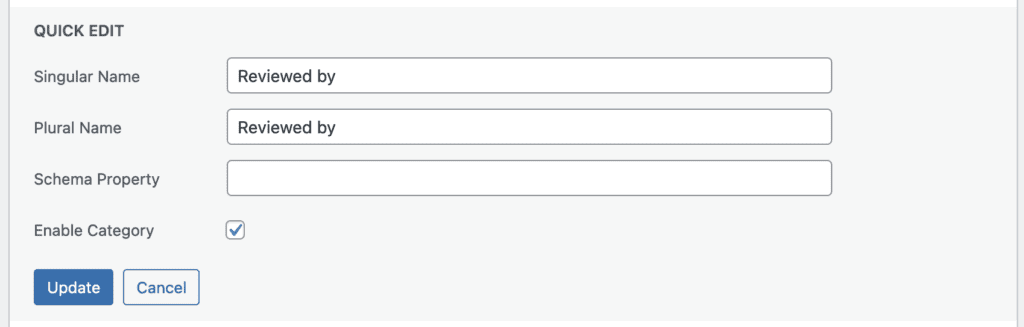 Author Categories editing