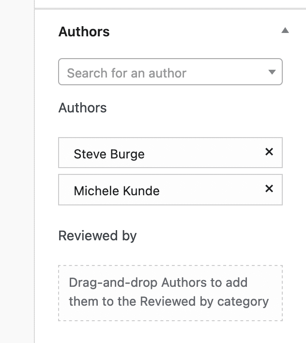 Author Categories choice