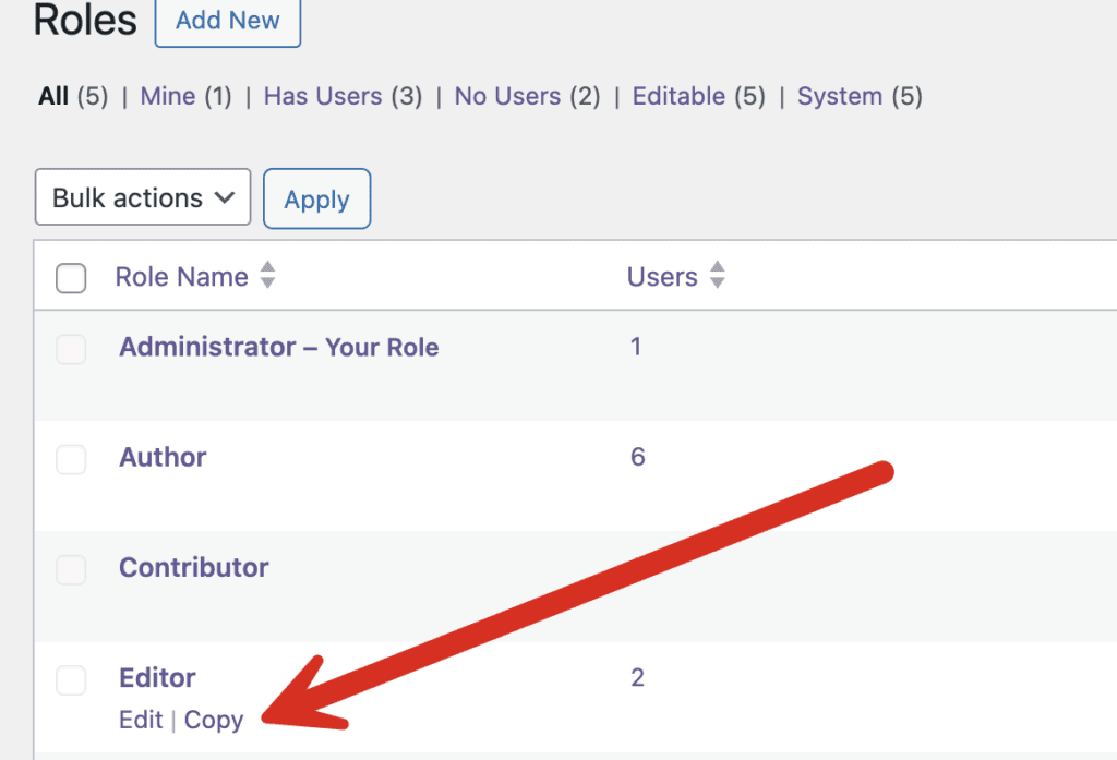 Copy the Editor role