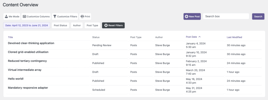 Plan Content in WordPress overview