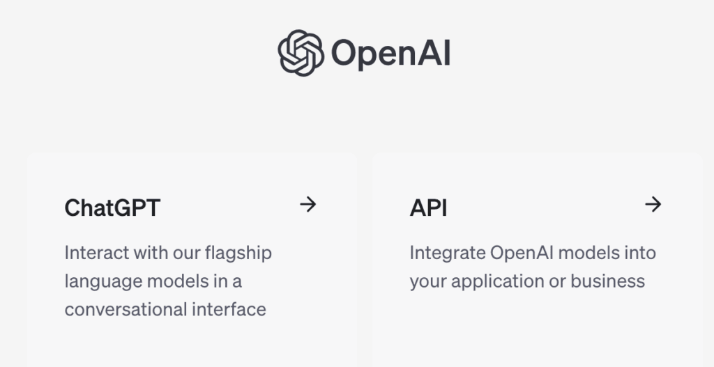 ChatGPT or API choice on official website