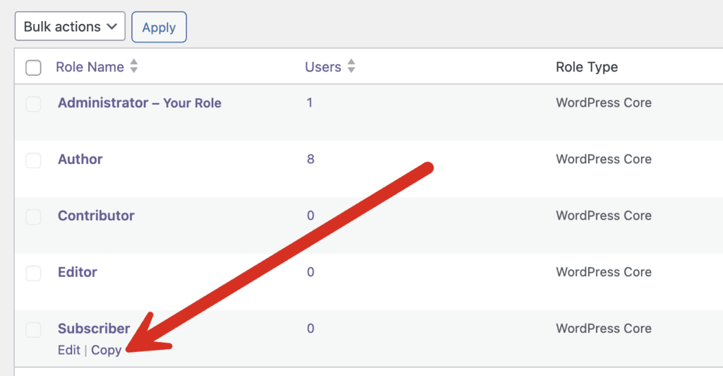Copy the subscriber role