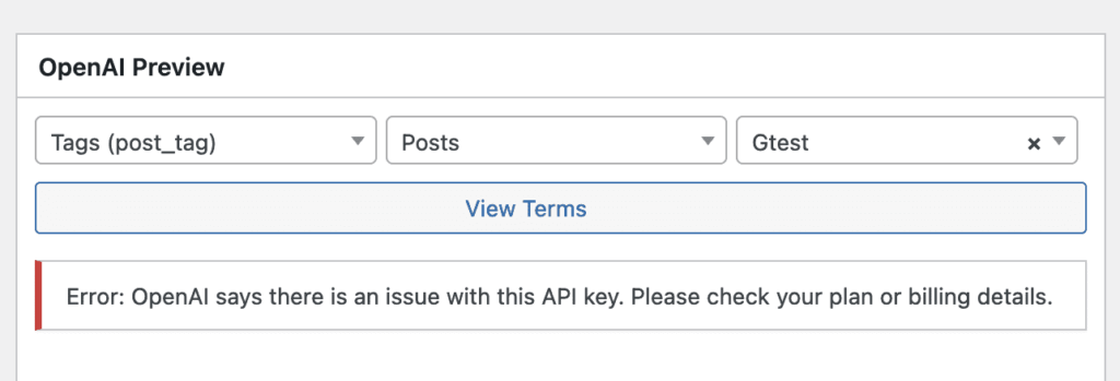 OpenAI API Key error