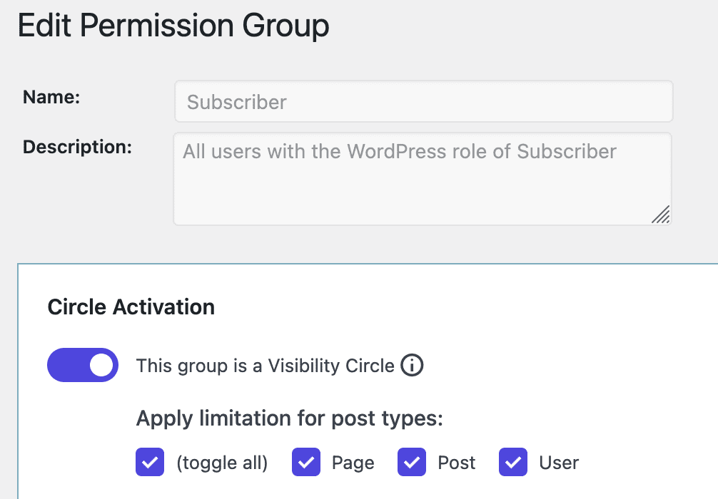 Visibility circles Subscriber