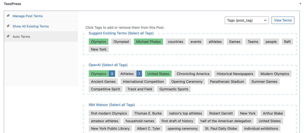 Auto Terms with 3 sources