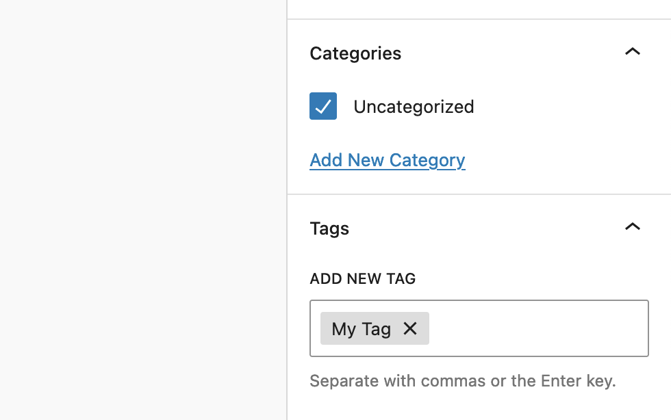 WordPress Tags and Categories box