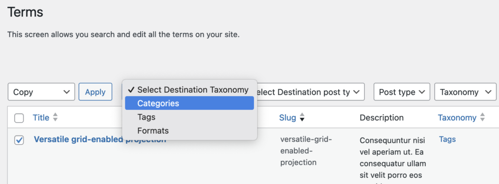 New Copy feature in TaxoPress