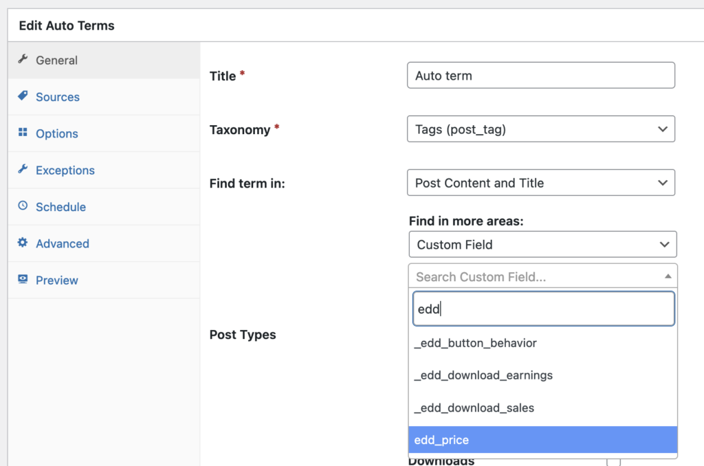 Auto Terms can search anything