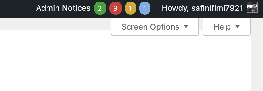 Admin Notices toolbar