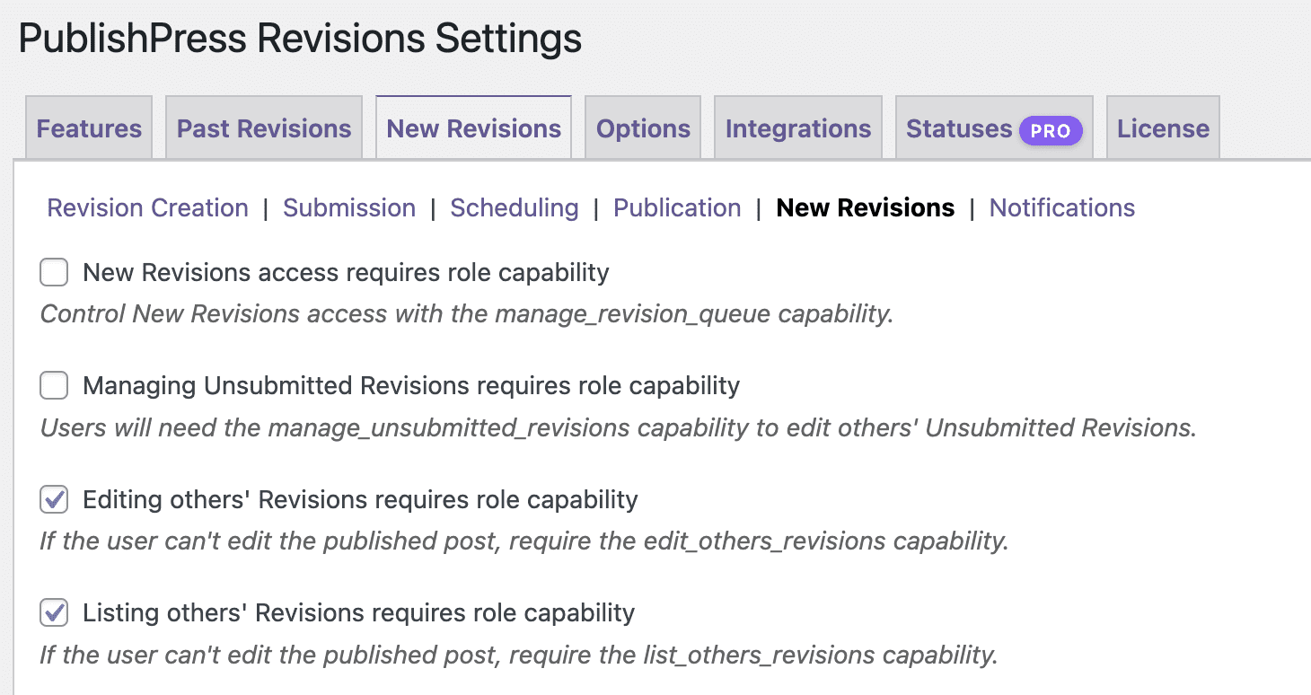 Listing others' Revisions requires role capability