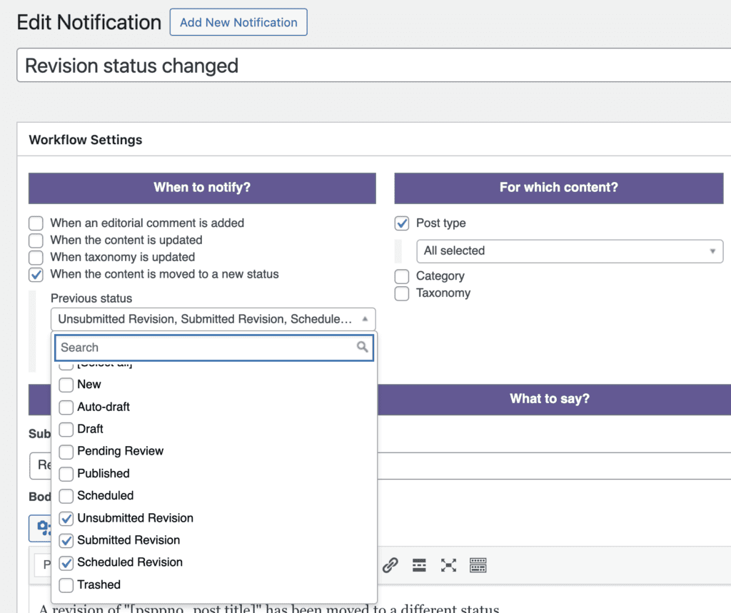 Planner and Revisions notifications