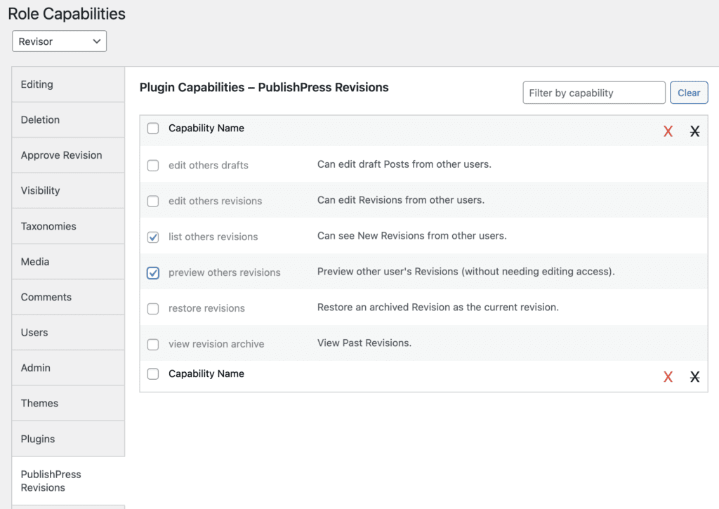 Revisions capabilities