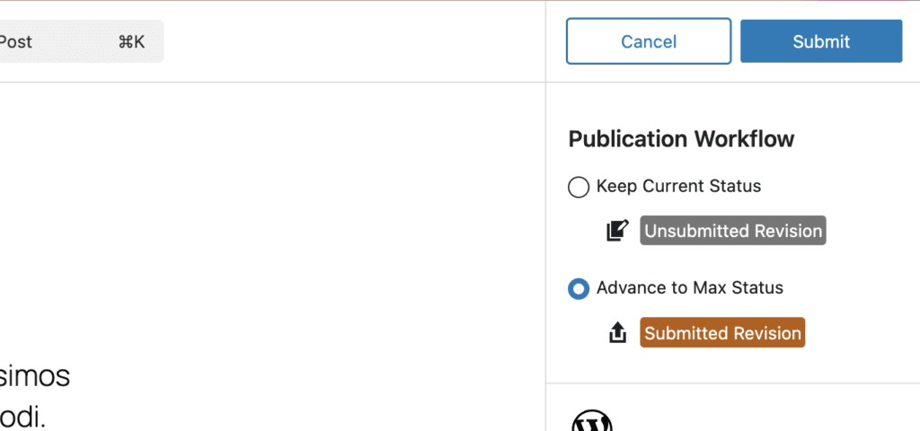 Workflow with revisions