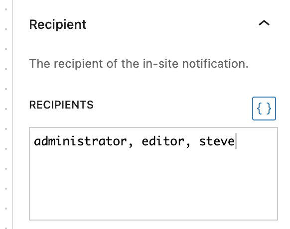 Recipients user roles and user