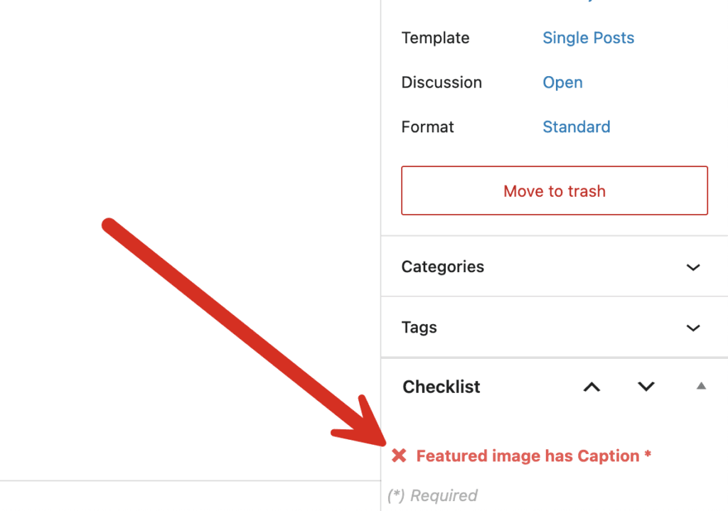 Featured image caption is red