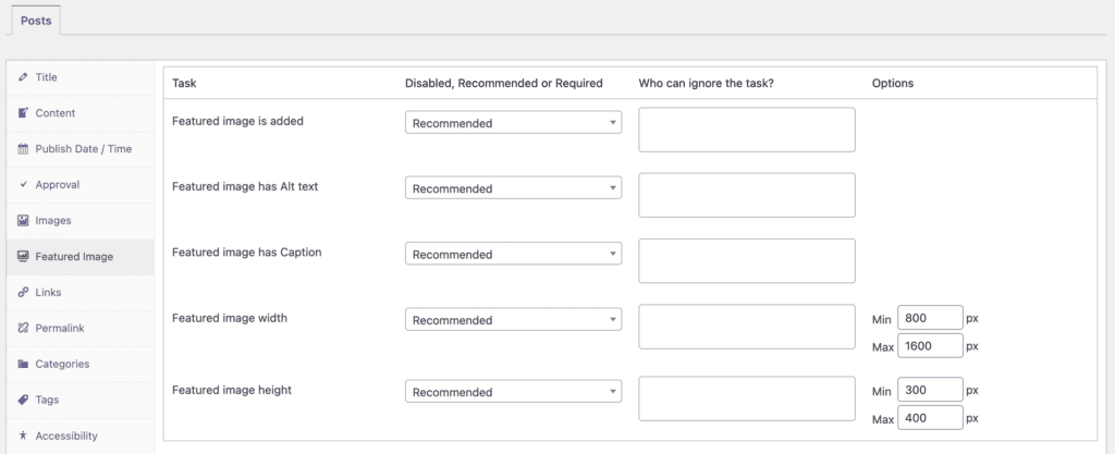 Featured Image requirements