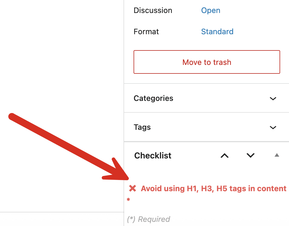 Headings in content red