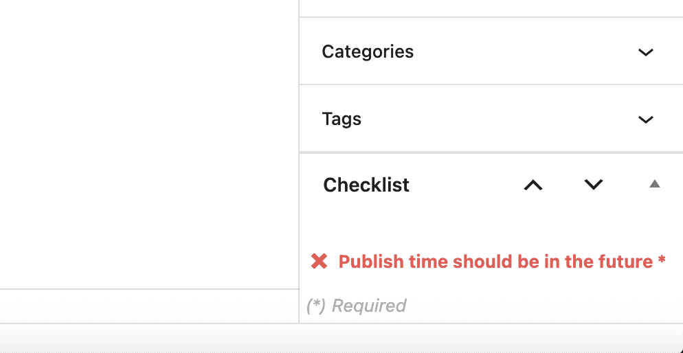 Publish time should be in the future - red