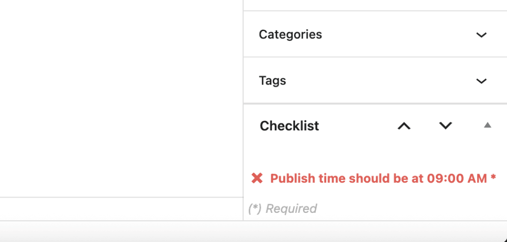 Publish time should be at a specific time red
