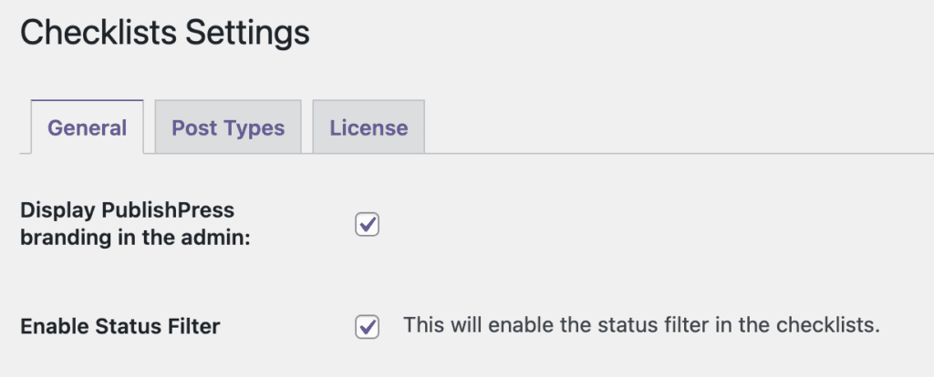 Enable Status Filter of PublishPress Checklists