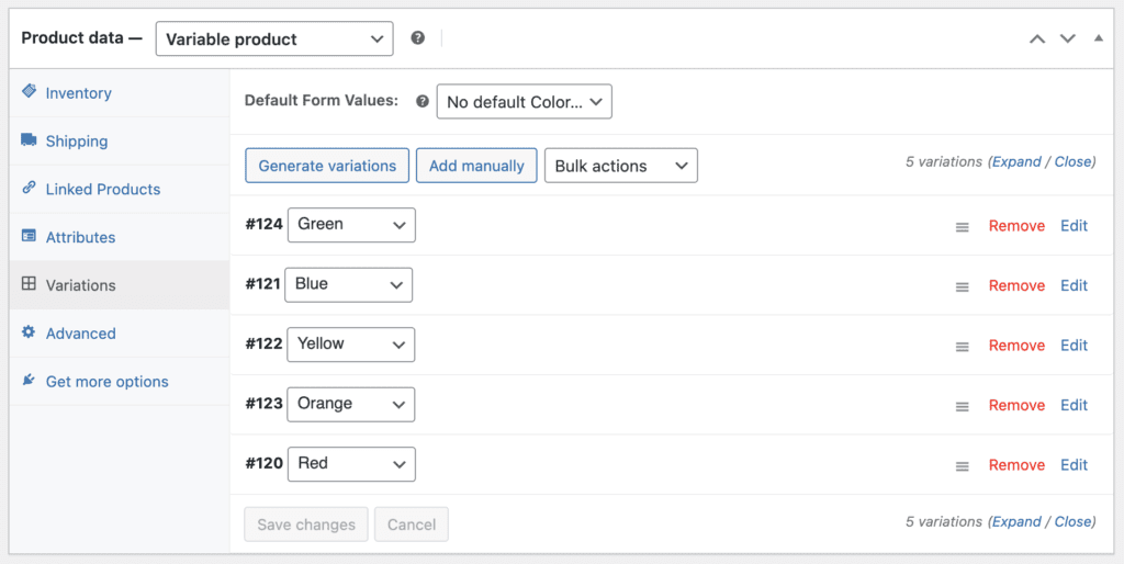 WooCommerce variable product