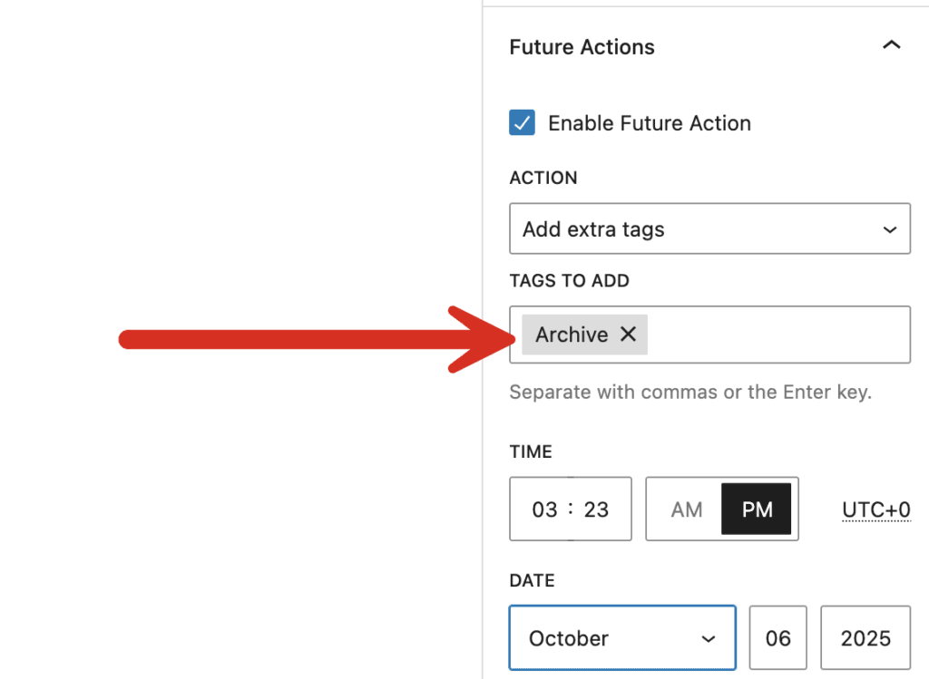Add extra tags to a WordPress post.