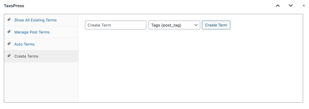 Create Terms feature in TaxoPress