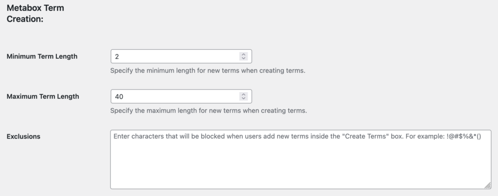 Maximum and minimum term length