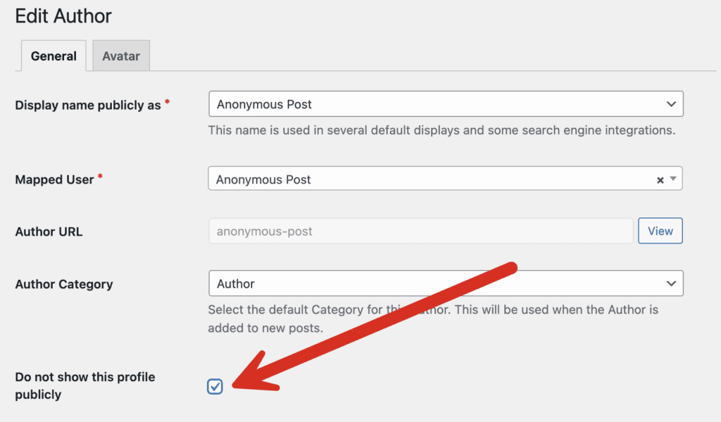 Do not show this profile publicly