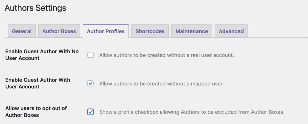Authors Settings Allow users to opt out of Author Boxes