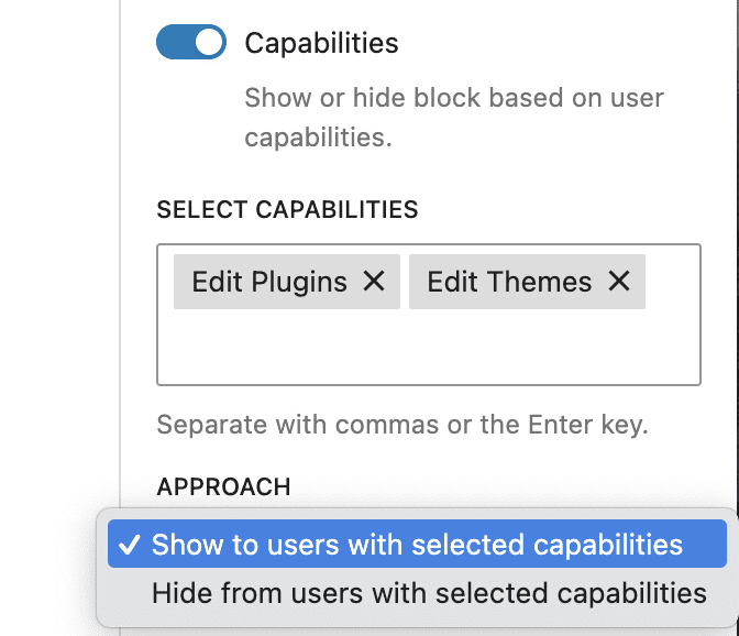 Capabilities Control settings