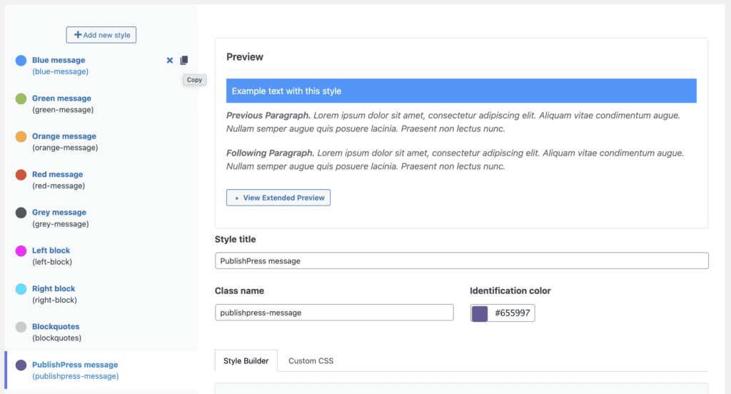 Copy a style in the Style Builder