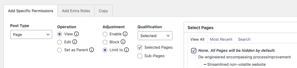 Limit Page viewing for Authors