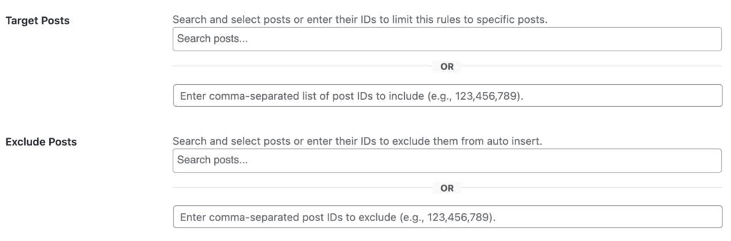 Target or Exclude Posts