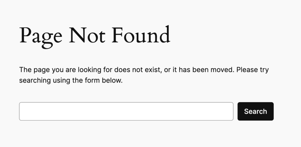 Page not found in 2024 theme