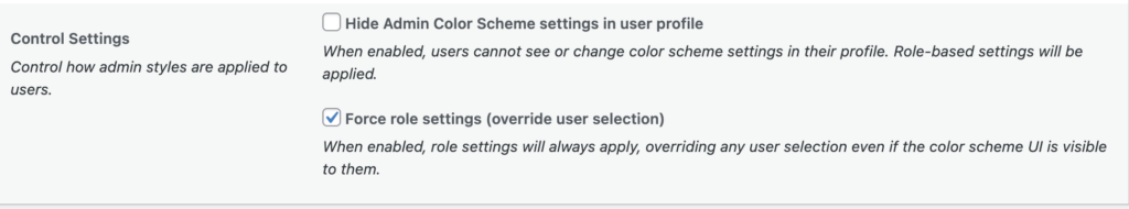 Admin Styles settings