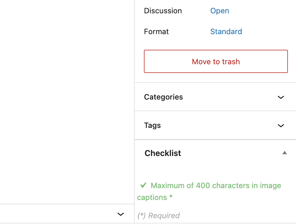 Correct number of characters in caption