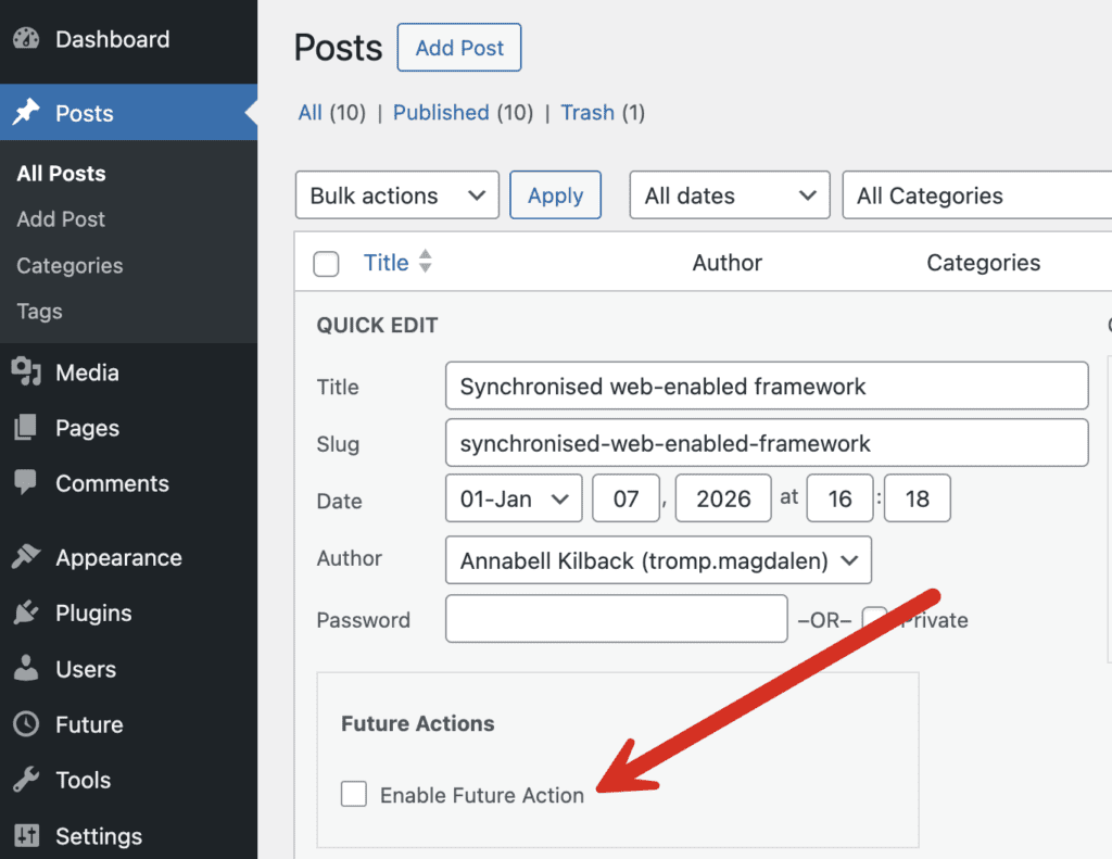 Future Action Quick Edit