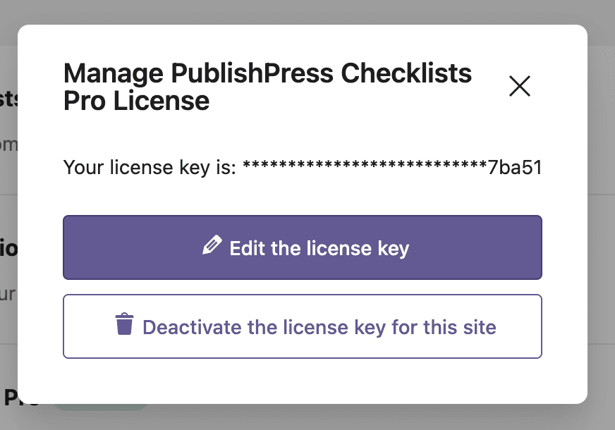 Manage your license key