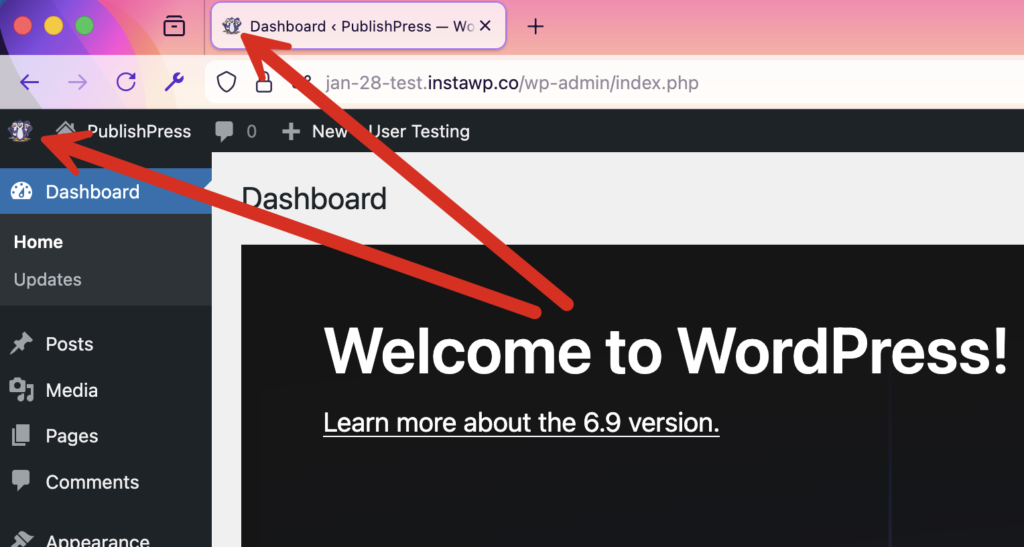 Logo and favicon settings display