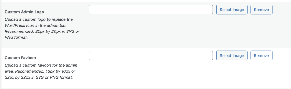 Logo and favicon settings