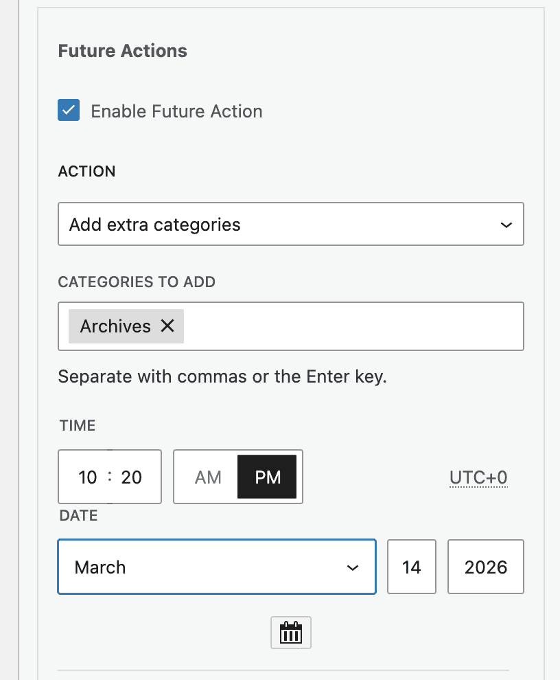 Future Actions change term