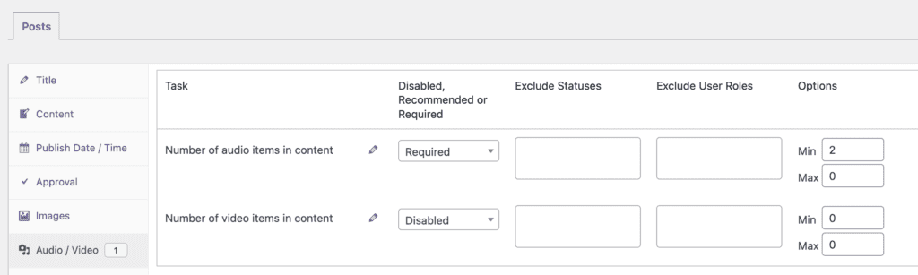 Number of audio items in content