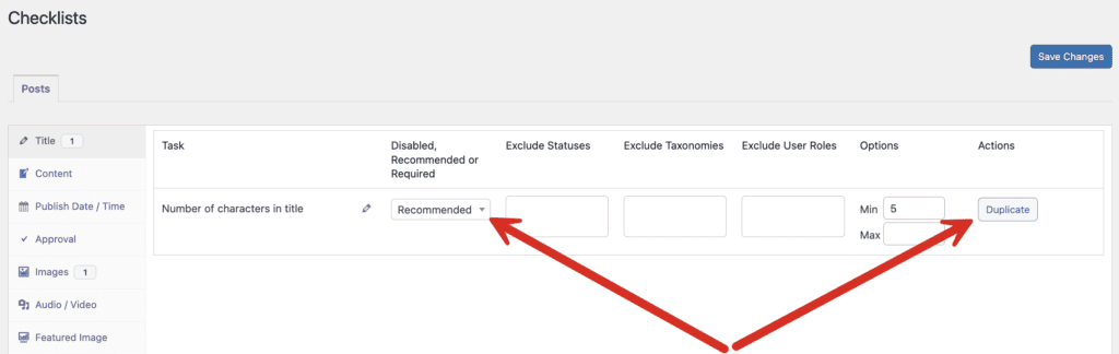Duplicate checklists