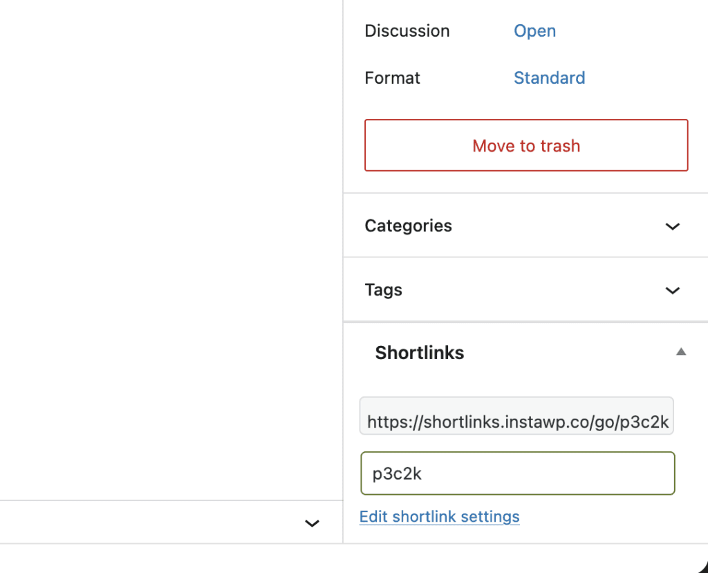 Shortlinks on Post Edit screen