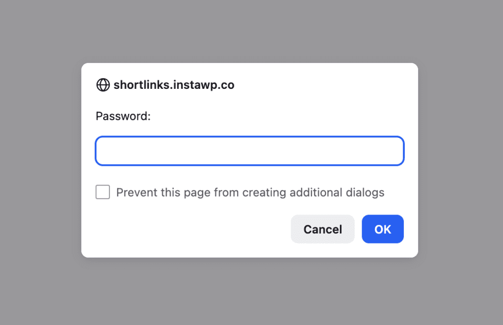 Password required for shortlinks