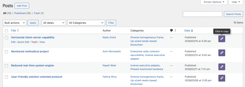 Shortlinks on Post screen