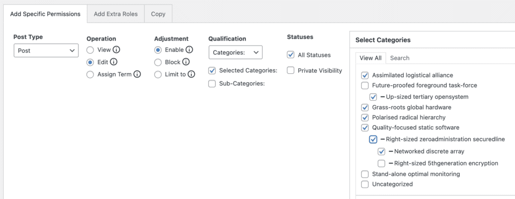 Edit terms permissions