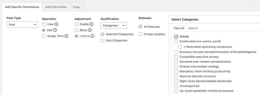 Block Users from Editing Posts with Any Category